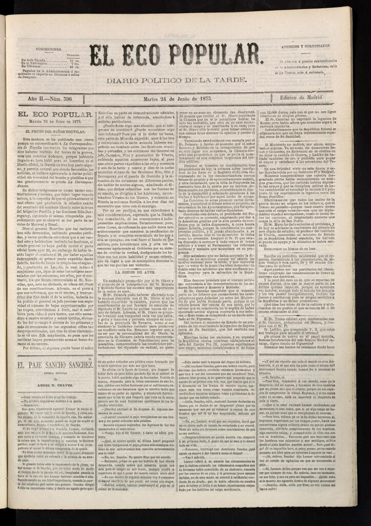 Miniatura de El Eco Popular del 24 de junio de 1873
