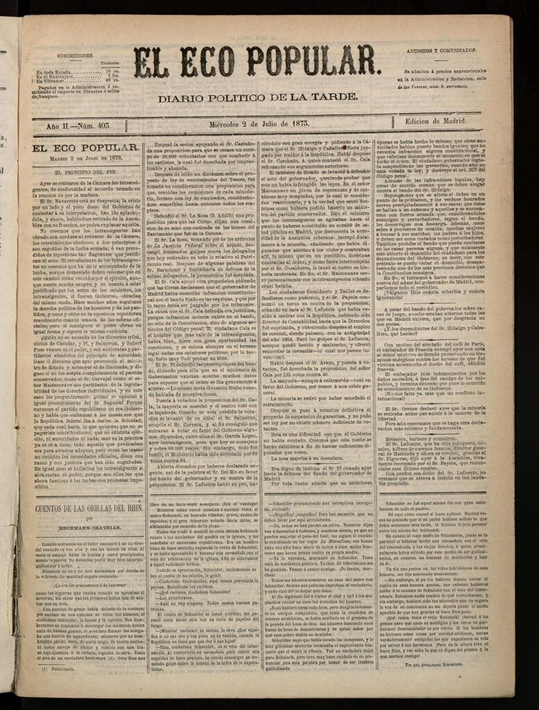 Miniatura de El Eco Popular del 2 de julio de 1873