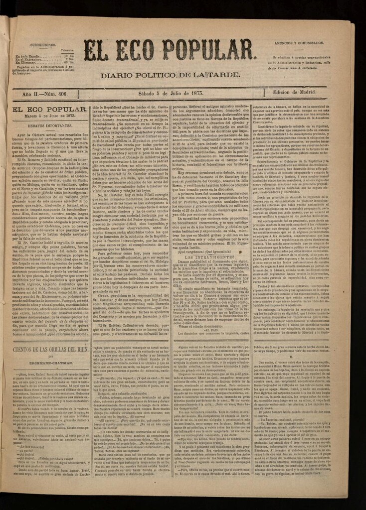 Miniatura de El Eco Popular del 5 de julio de 1873