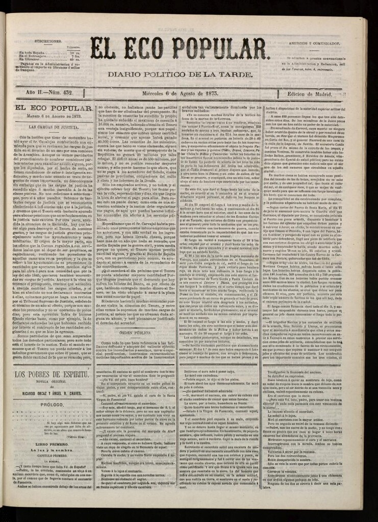 Miniatura de El Eco Popular del 6 de agosto de 1873