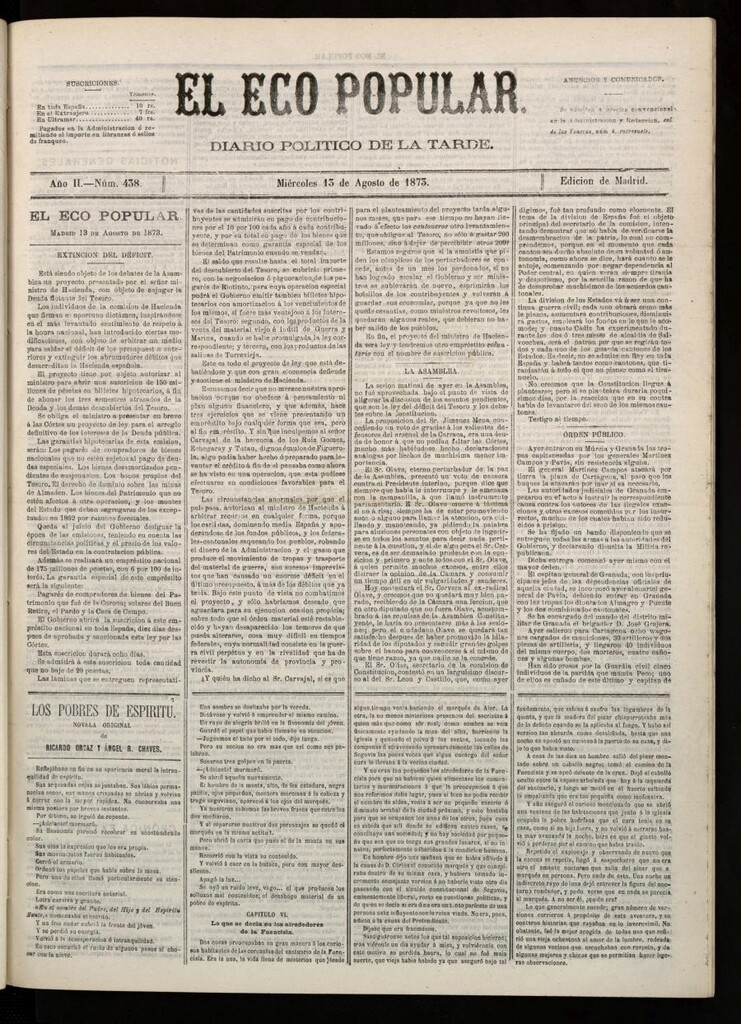 Miniatura de El Eco Popular del 13 de agosto de 1873