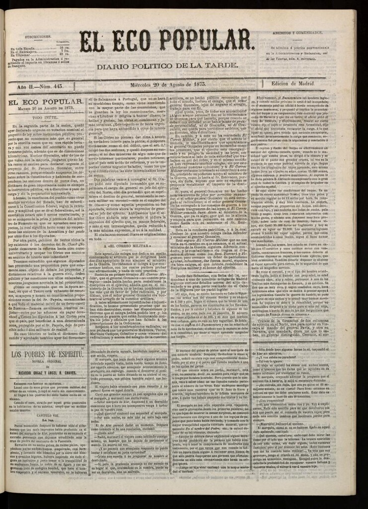 Miniatura de El Eco Popular del 20 de agosto de 1873