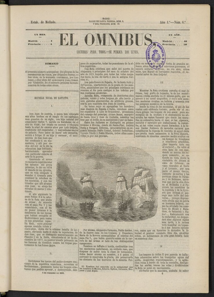 Miniatura de El Ómnibus: lecturas para todos del 4 de febrero de 1856, nº 6
