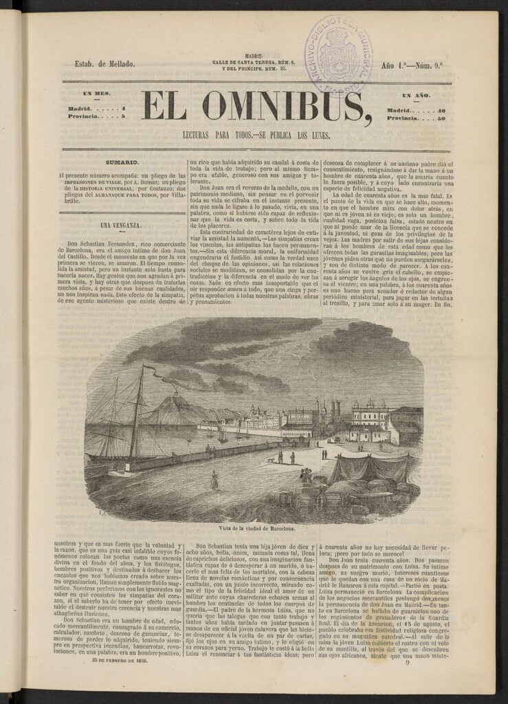 Miniatura de El Ómnibus: lecturas para todos del 25 de febrero de 1856, nº 9
