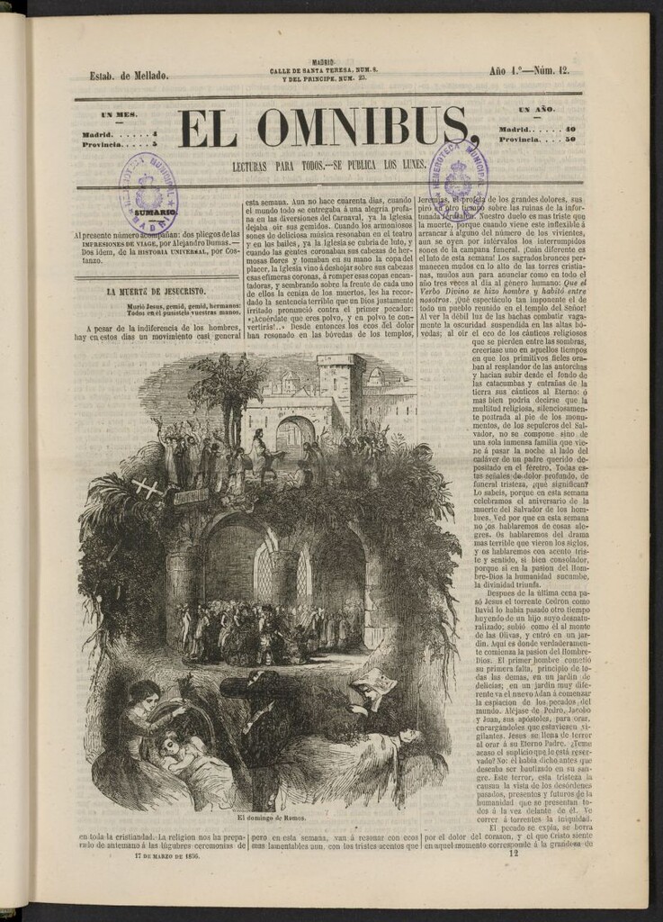 Miniatura de El Ómnibus: lecturas para todos del 17 de marzo de 1856, nº 12