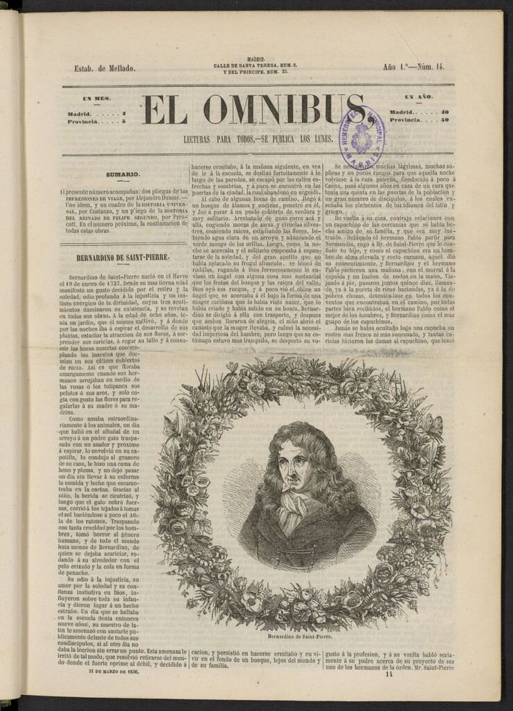 Miniatura de El Ómnibus: lecturas para todos del 31 de marzo de 1856, nº 14