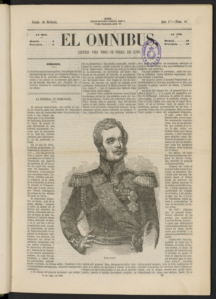 Miniatura de El Ómnibus: lecturas para todos del 14 de abril de 1856, nº 16