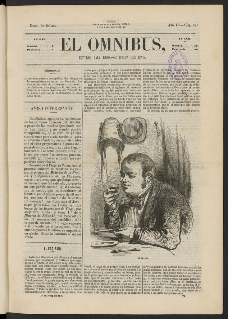 Miniatura de El Ómnibus: lecturas para todos del 16 de junio de 1856, nº 25
