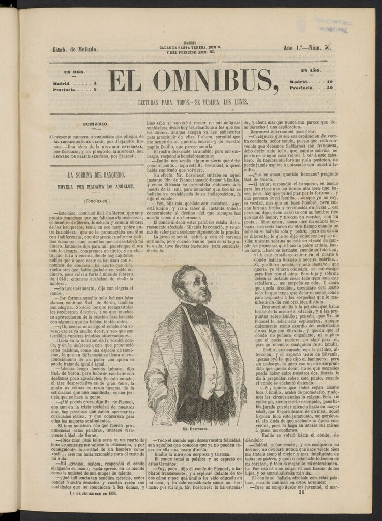 Miniatura de El Ómnibus: lecturas para todos del 1 de septiembre de 1856, nº 36