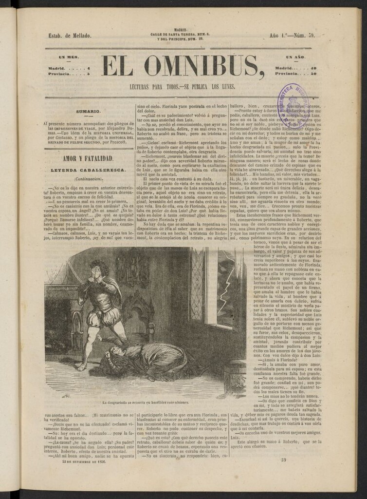 Miniatura de El Ómnibus: lecturas para todos del 22 de septiembre de 1856, nº 39