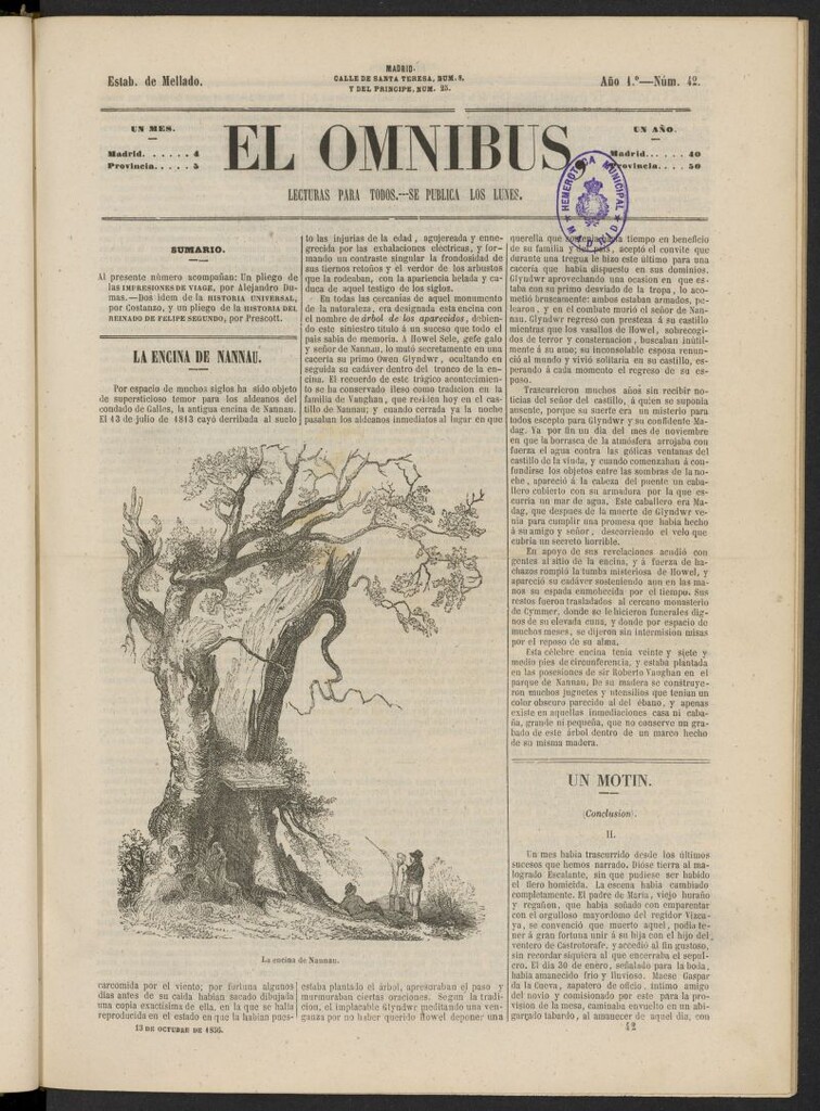 Miniatura de El Ómnibus: lecturas para todos del 13 de octubre de 1856, nº 42