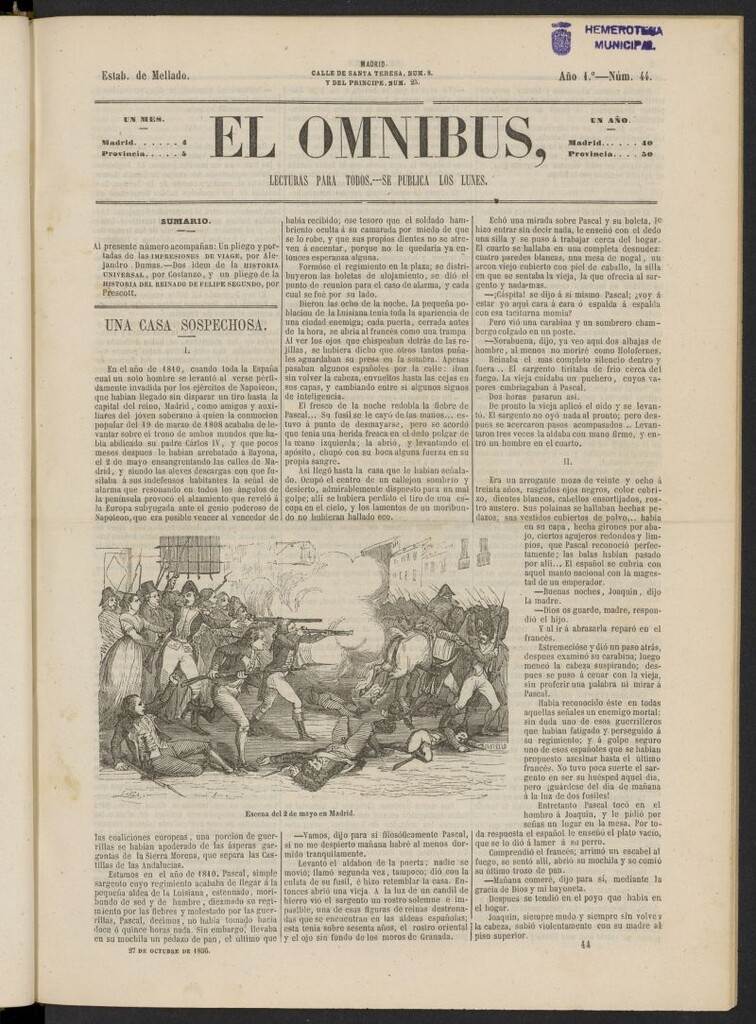 Miniatura de El Ómnibus: lecturas para todos del 27 de octubre de 1856, nº 44