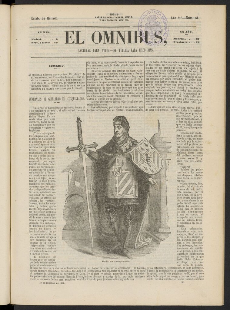 Miniatura de El Ómnibus: lecturas para todos del 10 de febrero de 1857, nº 61