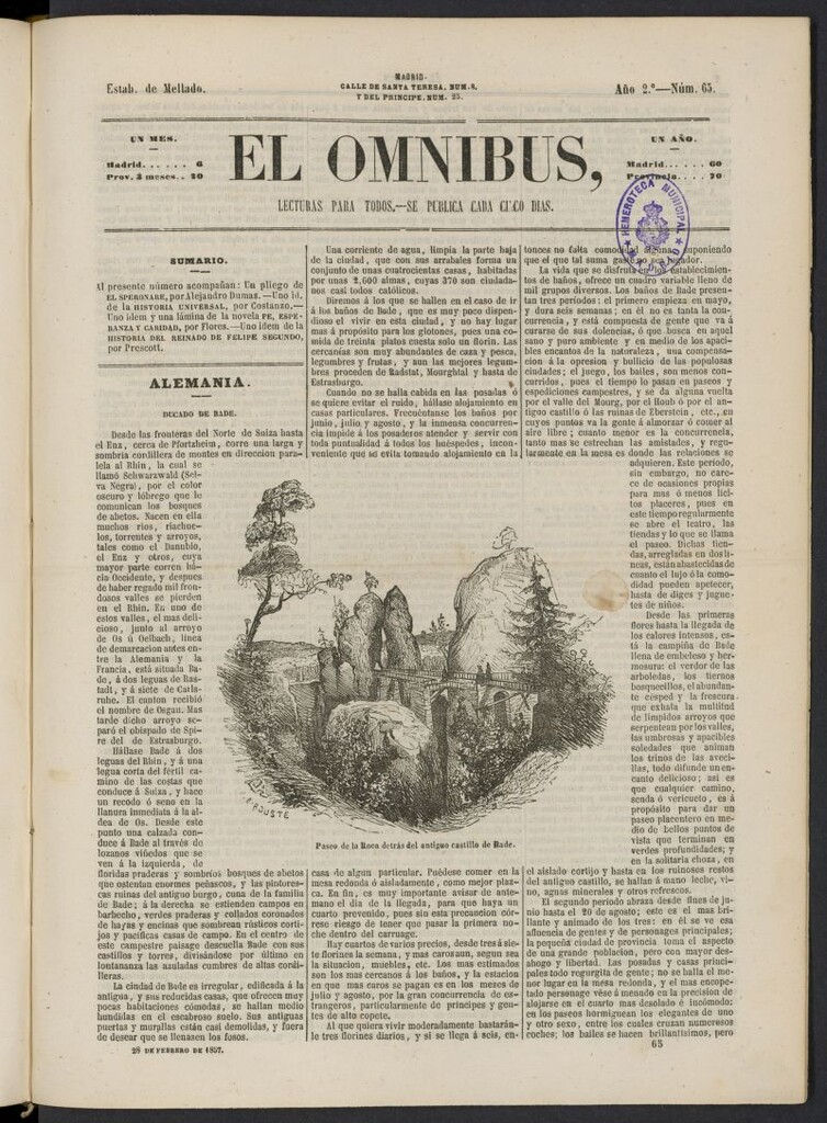 Miniatura de El Ómnibus: lecturas para todos del 28 de febrero de 1857, nº 65