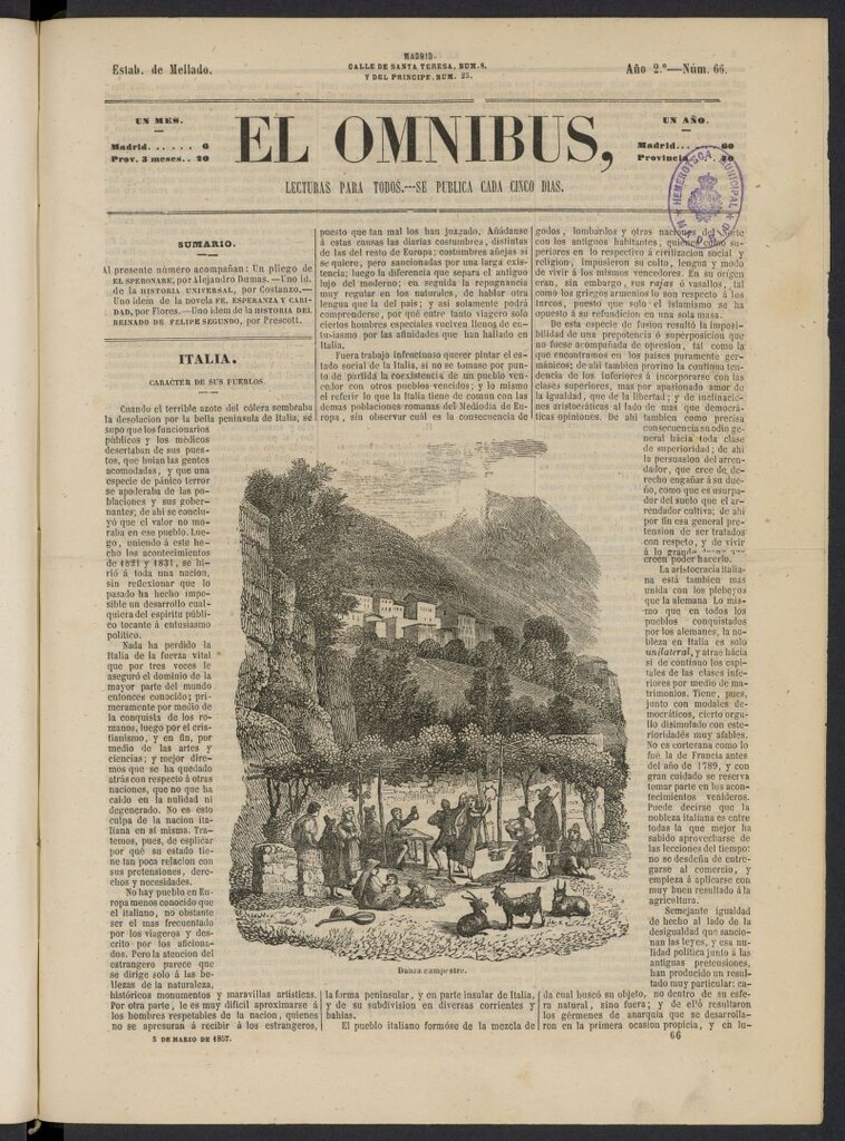 Miniatura de El Ómnibus: lecturas para todos del 5 de marzo de 1857, nº 66