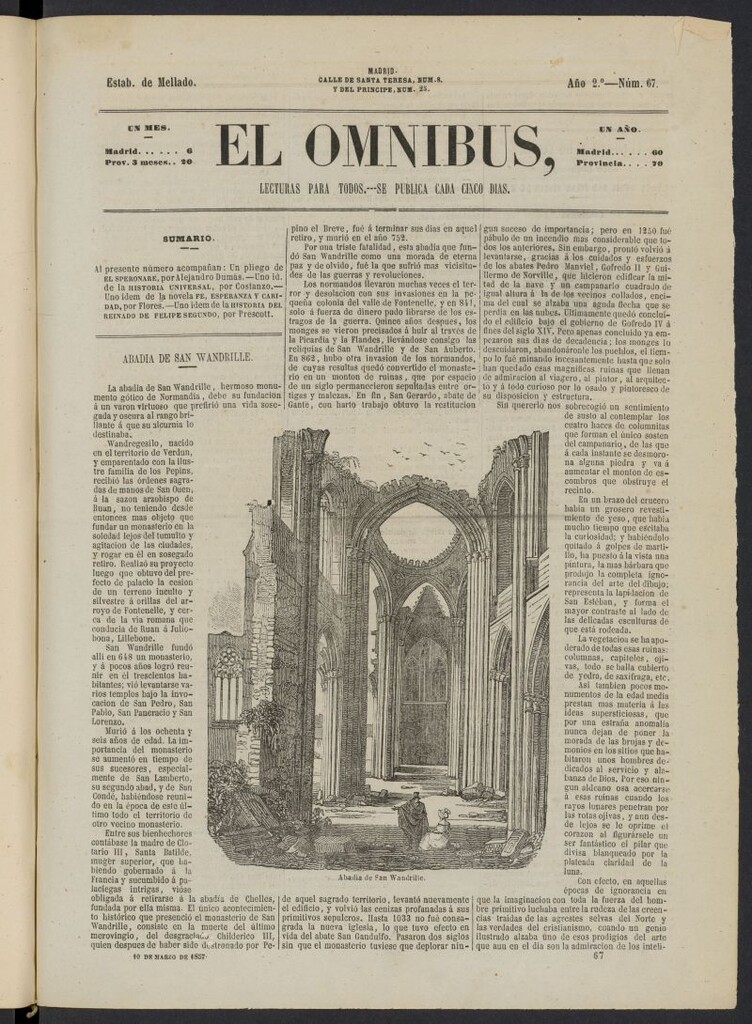 Miniatura de El Ómnibus: lecturas para todos del 10 de marzo de 1857, nº 67