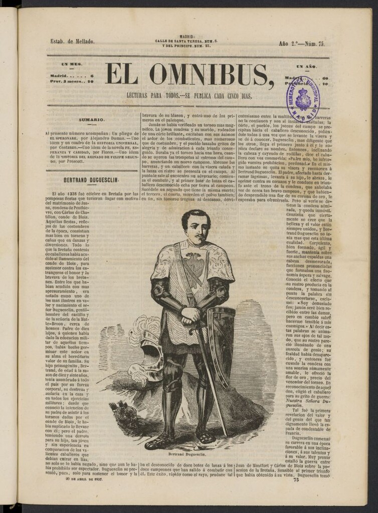 Miniatura de El Ómnibus: lecturas para todos del 20 de abril de 1857, nº 75
