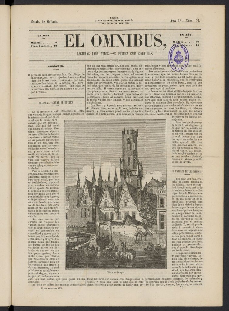 Miniatura de El Ómnibus: lecturas para todos del 25 de abril de 1857, nº 76