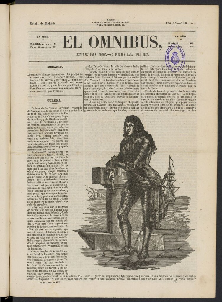 Miniatura de El Ómnibus: lecturas para todos del 30 de abril de 1857, nº 77