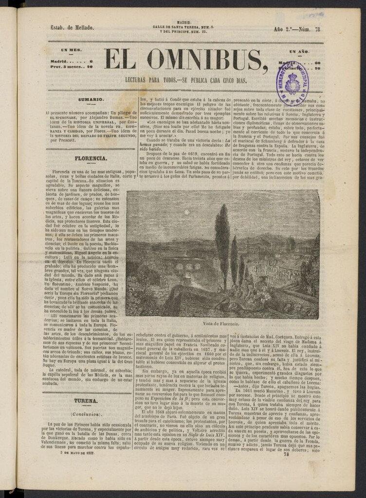 Miniatura de El Ómnibus: lecturas para todos del 5 de mayo de 1857, nº 78