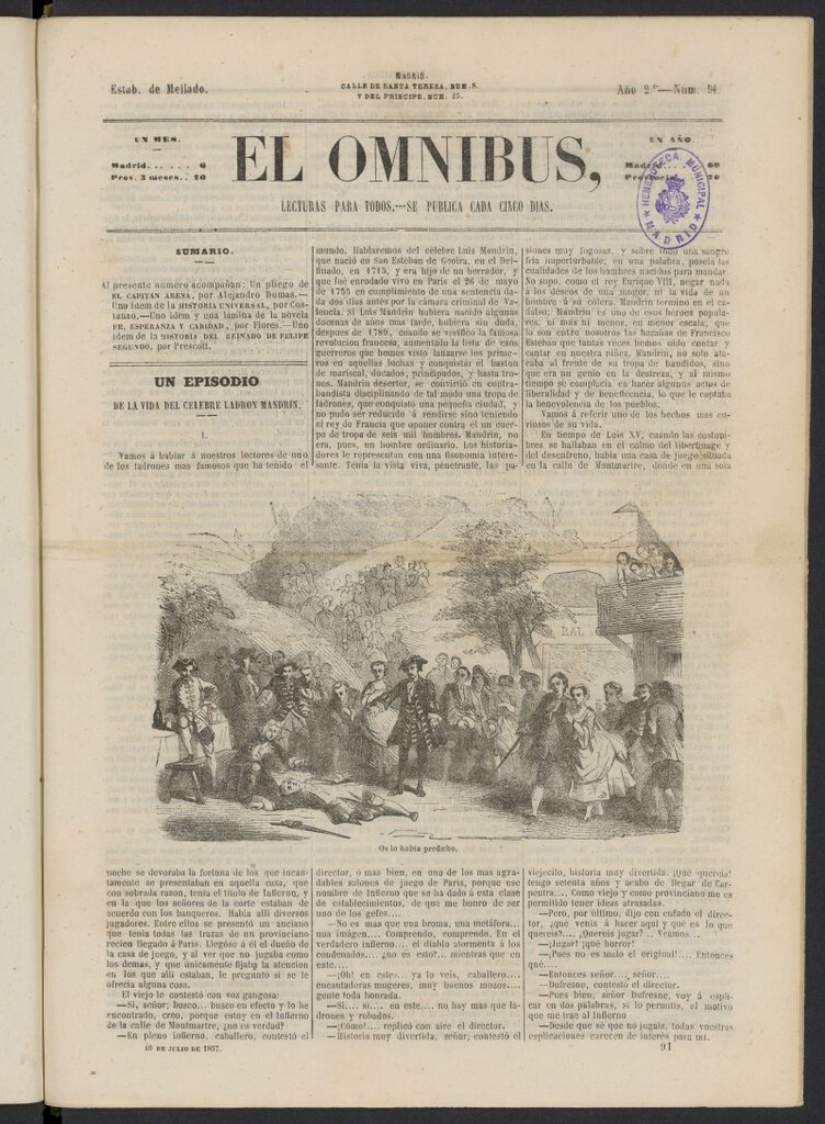 Miniatura de El Ómnibus: lecturas para todos del 10 de julio de 1857, nº 91
