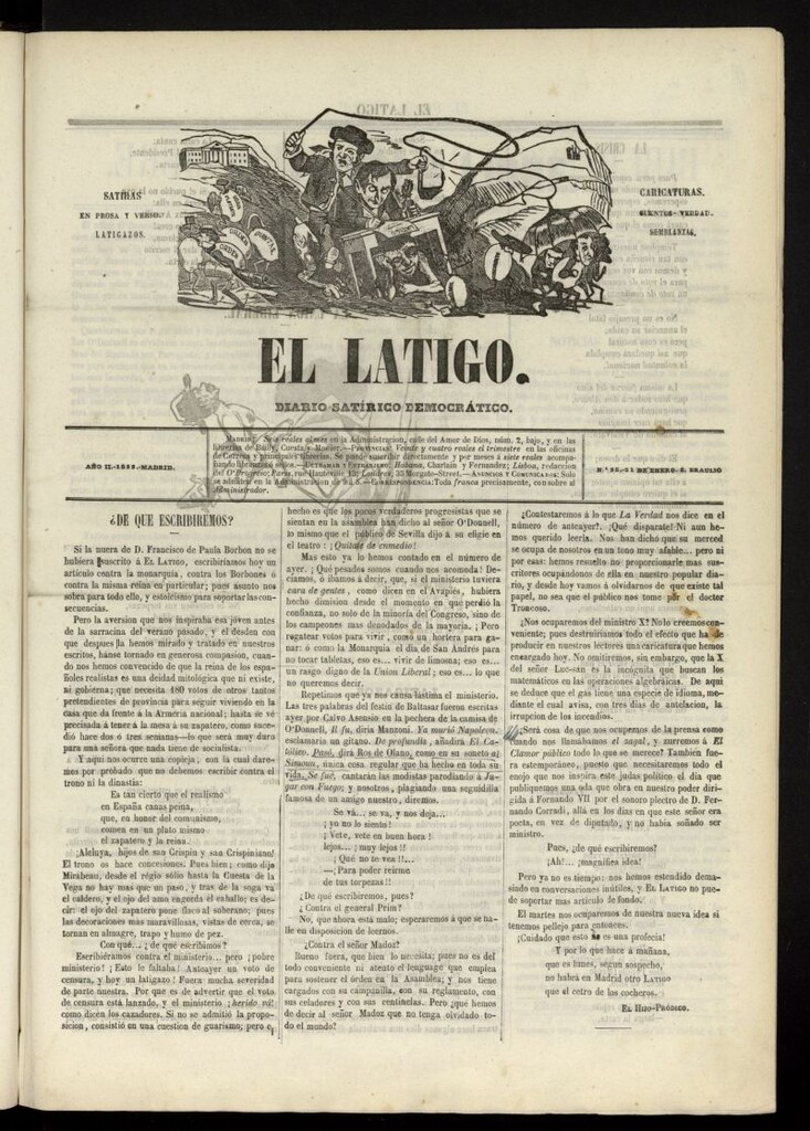 Miniatura de El Látigo: periódico político-liberal del 21 de enero de 1855, nº 58