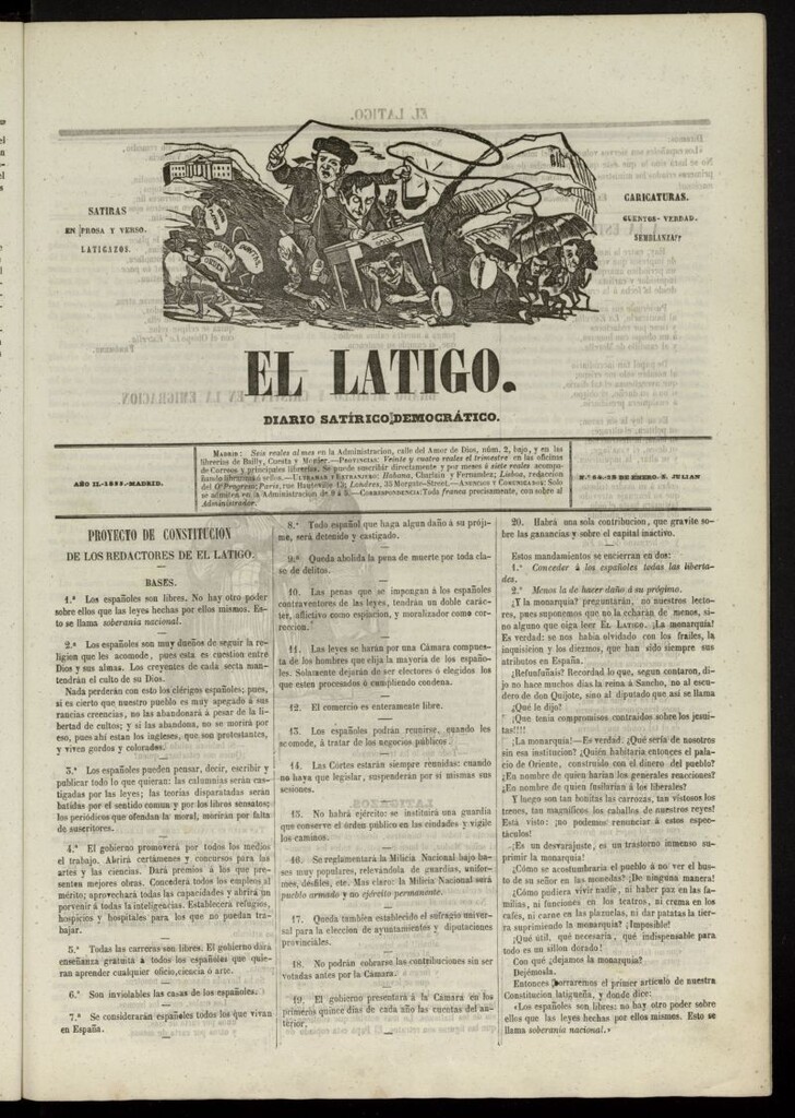 Miniatura de El Látigo: periódico político-liberal del 28 de enero de 1855, nº 64
