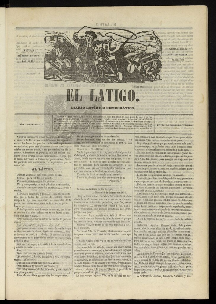 Miniatura de El Látigo: periódico político-liberal del 9 de febrero de 1855, nº 74