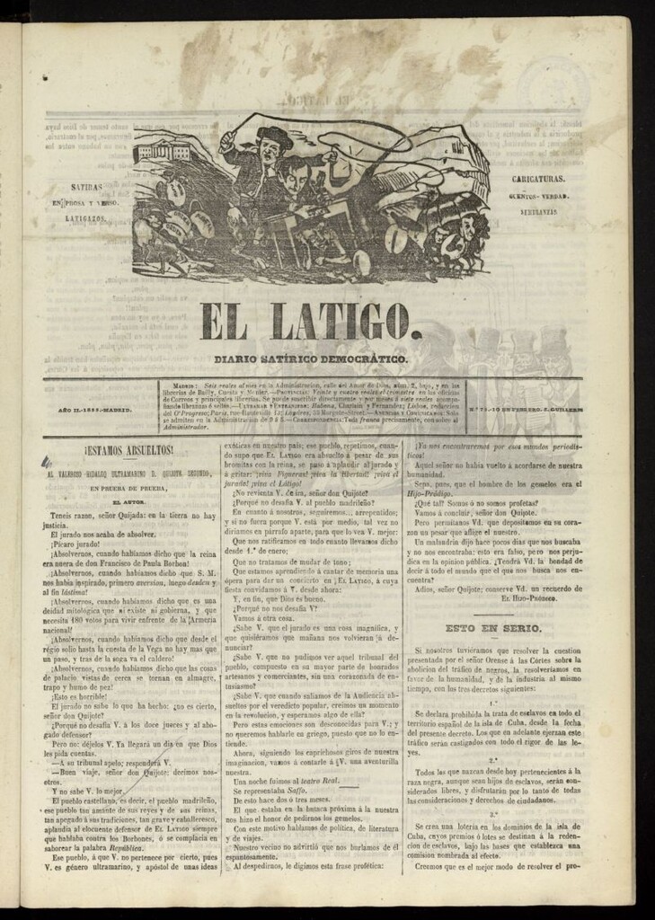 Miniatura de El Látigo: periódico político-liberal del 10 de febrero de 1855, nº 75