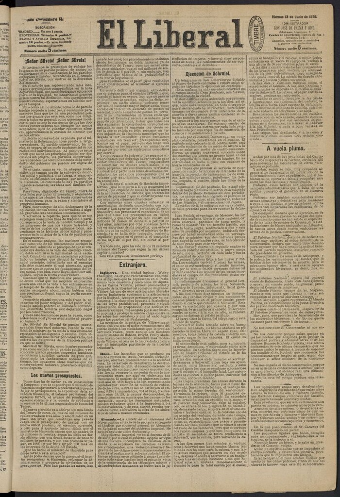 Miniatura de El Liberal (Madrid. 1879) del 13 de junio de 1879, nº 14