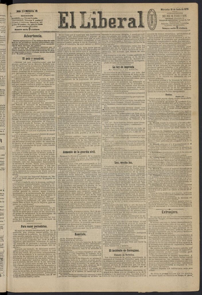 Miniatura de El Liberal (Madrid. 1879) del 18 de junio de 1879, nº 19