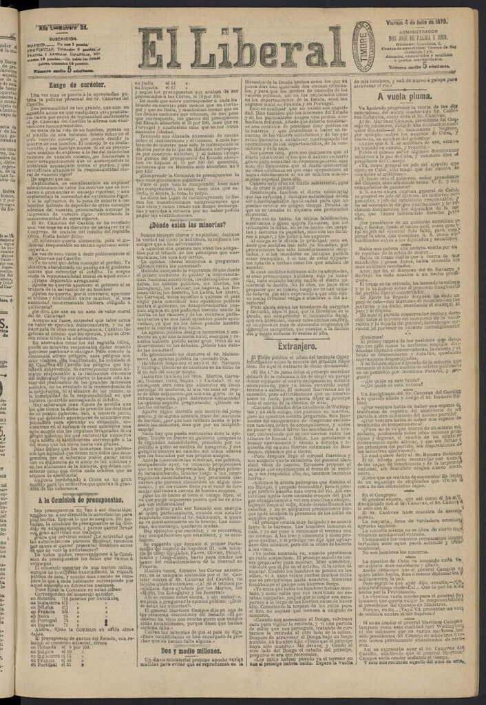 Miniatura de El Liberal (Madrid. 1879) del 4 de julio de 1879, nº 35