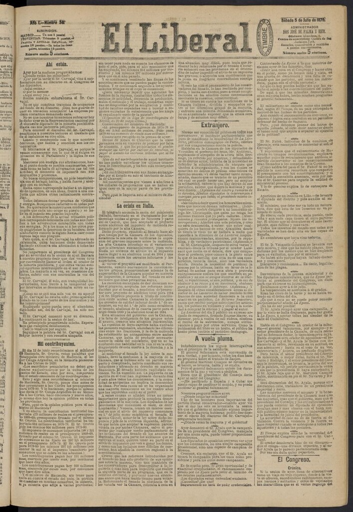Miniatura de El Liberal (Madrid. 1879) del 5 de julio de 1879, nº 36