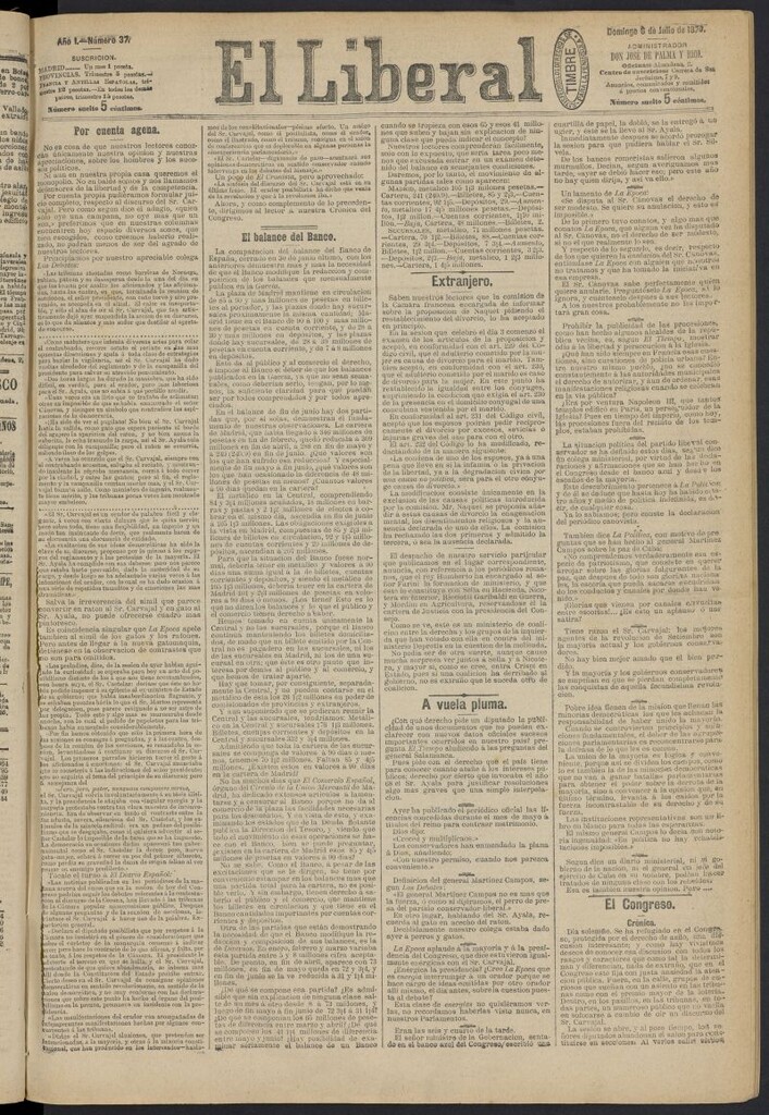 Miniatura de El Liberal (Madrid. 1879) del 6 de julio de 1879, nº 37