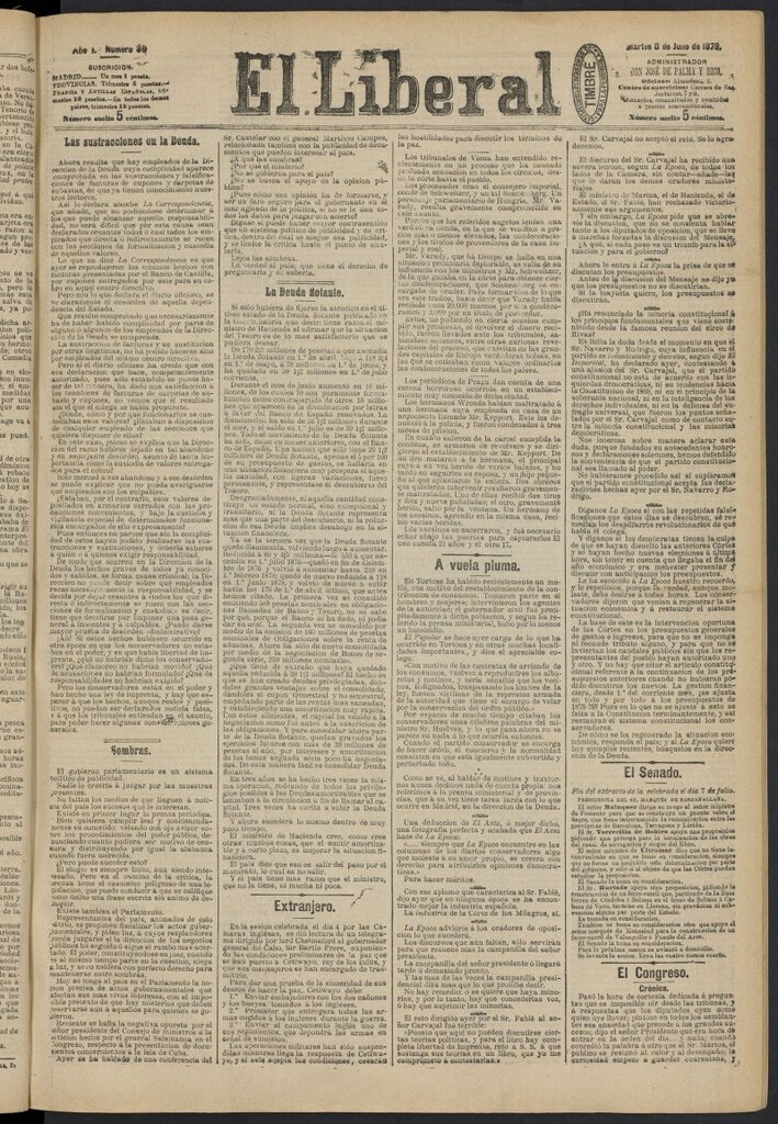 Miniatura de El Liberal (Madrid. 1879) del 8 de julio de 1879, nº 39