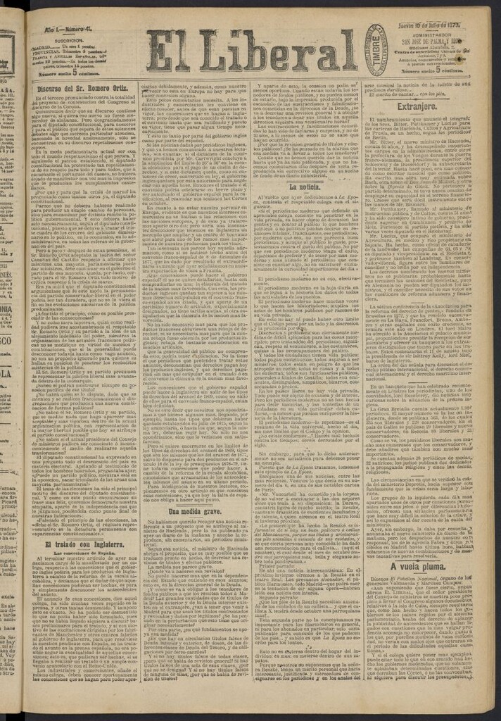 Miniatura de El Liberal (Madrid. 1879) del 10 de julio de 1879, nº 41