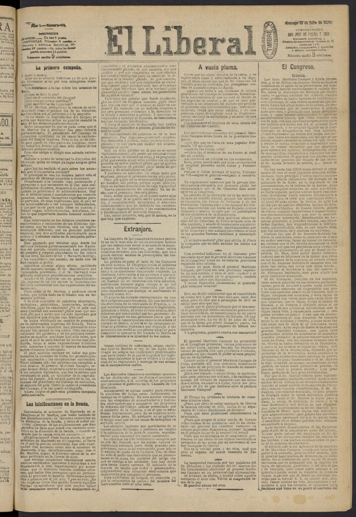 Miniatura de El Liberal (Madrid. 1879) del 13 de julio de 1879, nº 44