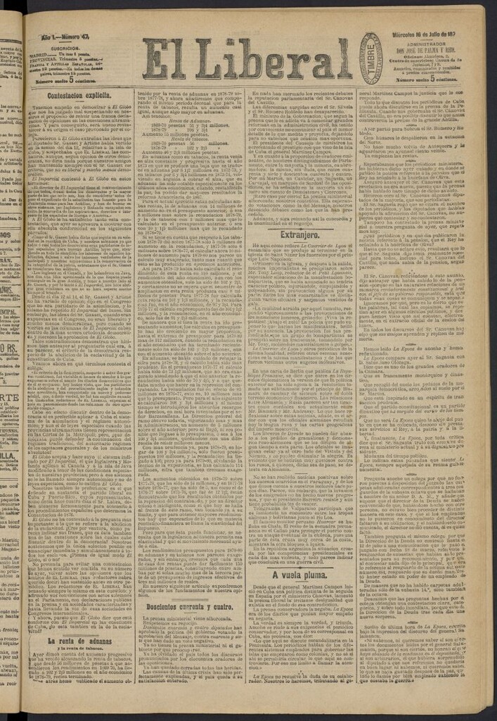 Miniatura de El Liberal (Madrid. 1879) del 16 de julio de 1879, nº 47
