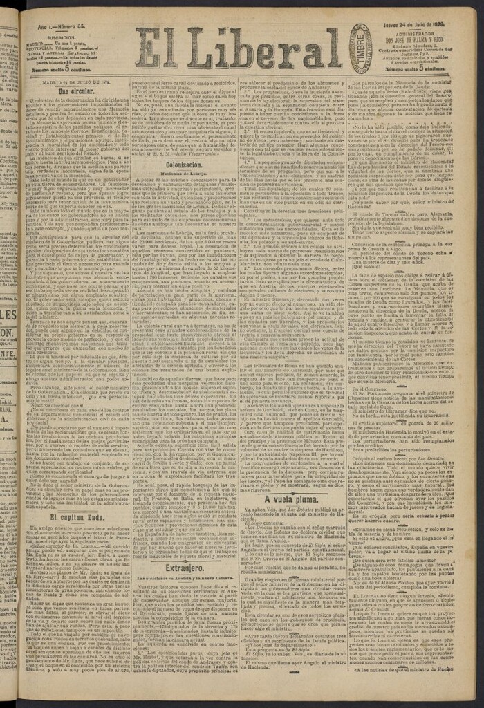 Miniatura de El Liberal (Madrid. 1879) del 24 de julio de 1879, nº 55
