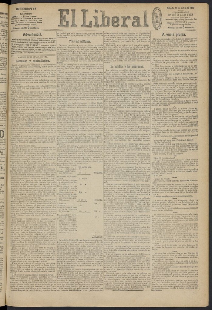 Miniatura de El Liberal (Madrid. 1879) del 26 de julio de 1879, nº 57