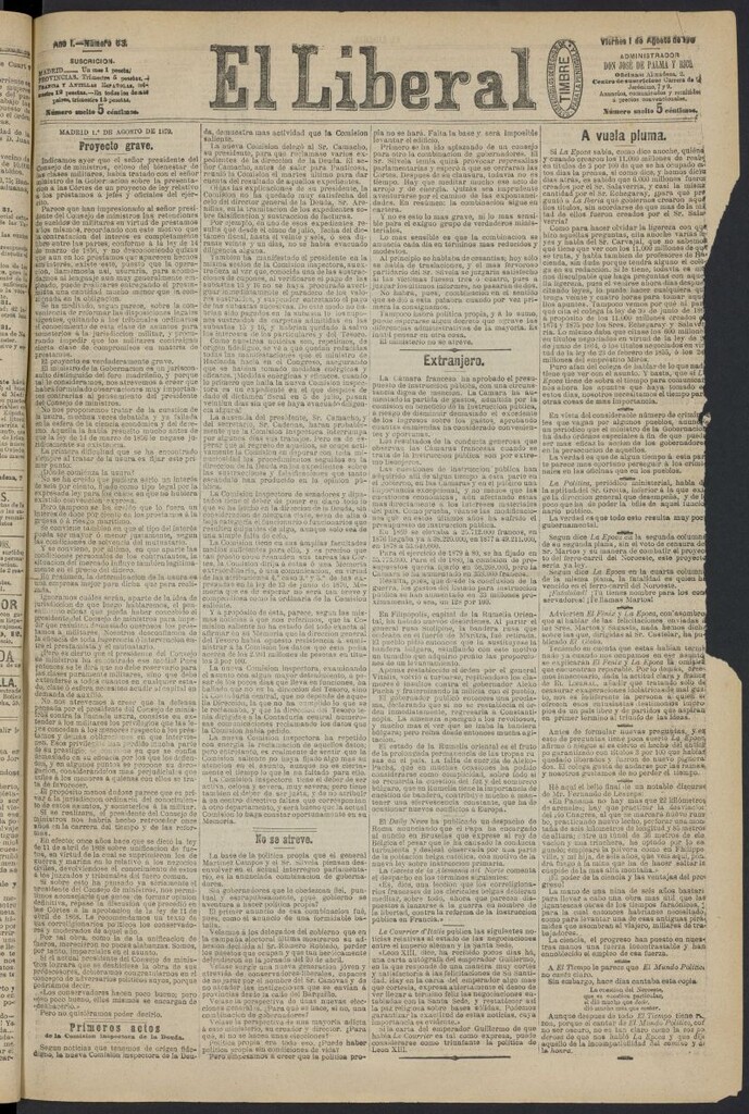 Miniatura de El Liberal (Madrid. 1879) del 1 de agosto de 1879, nº 63
