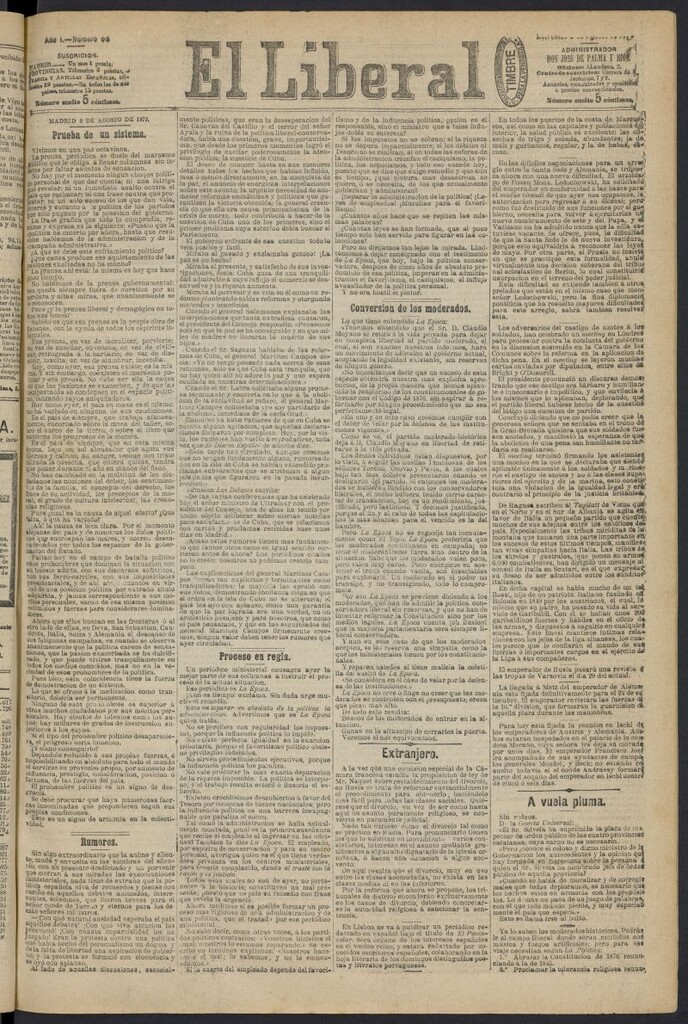 Miniatura de El Liberal (Madrid. 1879) del 6 de agosto de 1879, nº 68