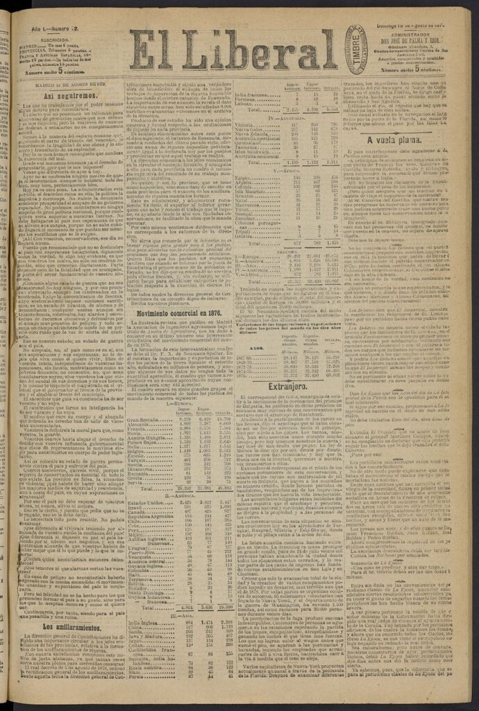 Miniatura de El Liberal (Madrid. 1879) del 10 de agosto de 1879, nº 72
