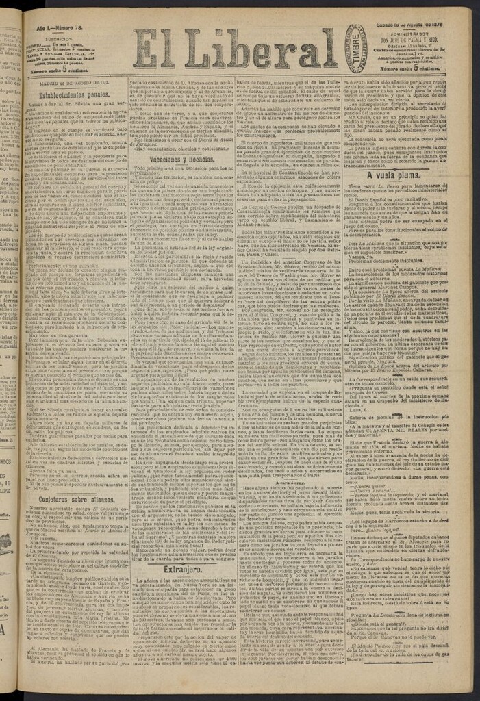 Miniatura de El Liberal (Madrid. 1879) del 16 de agosto de 1879, nº 78