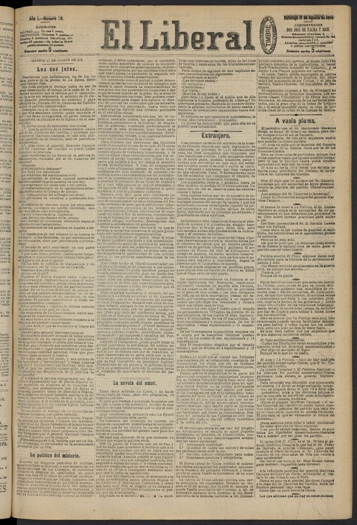 Miniatura de El Liberal (Madrid. 1879) del 17 de agosto de 1879, nº 79