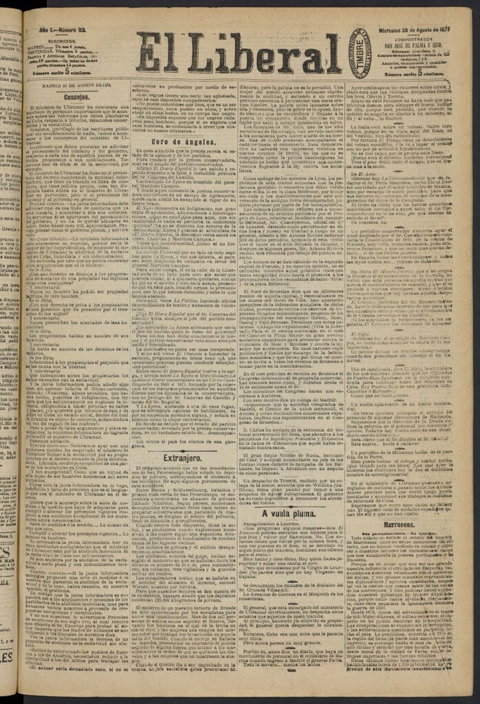 Miniatura de El Liberal (Madrid. 1879) del 20 de agosto de 1879, nº 82