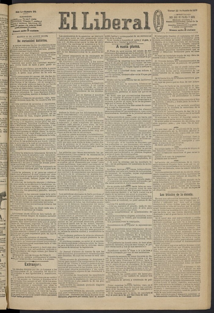 Miniatura de El Liberal (Madrid. 1879) del 22 de agosto de 1879, nº 84