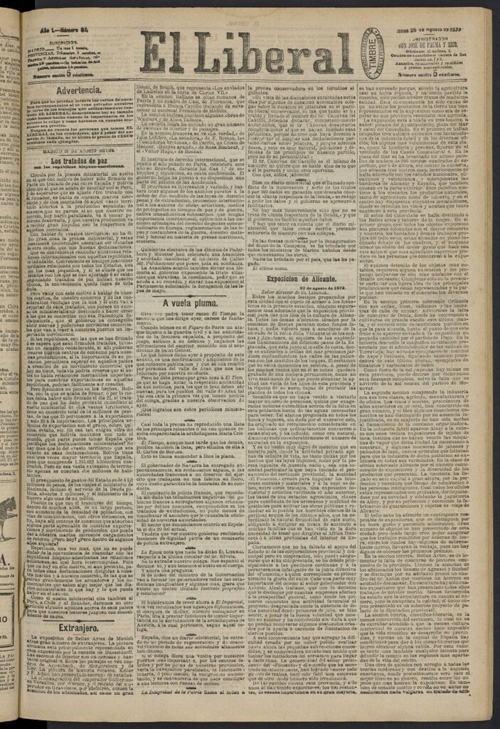 Miniatura de El Liberal (Madrid. 1879) del 25 de agosto de 1879, nº 87