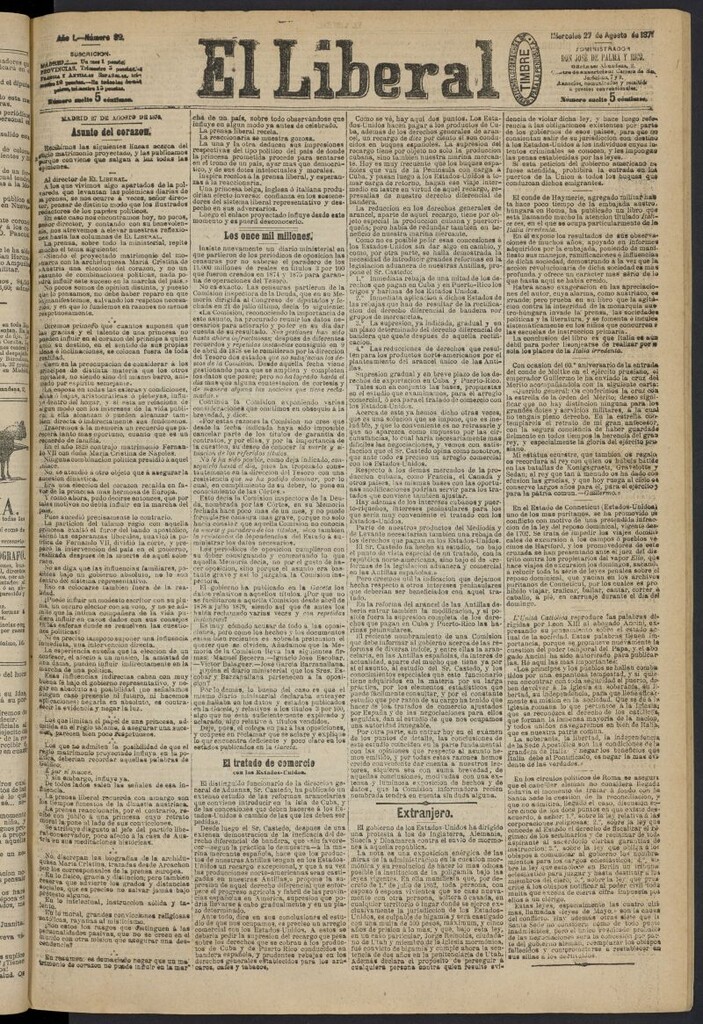 Miniatura de El Liberal (Madrid. 1879) del 27 de agosto de 1879, nº 89