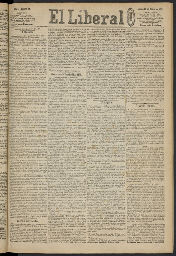 Miniatura de El Liberal (Madrid. 1879) del 28 de agosto de 1879, nº 90